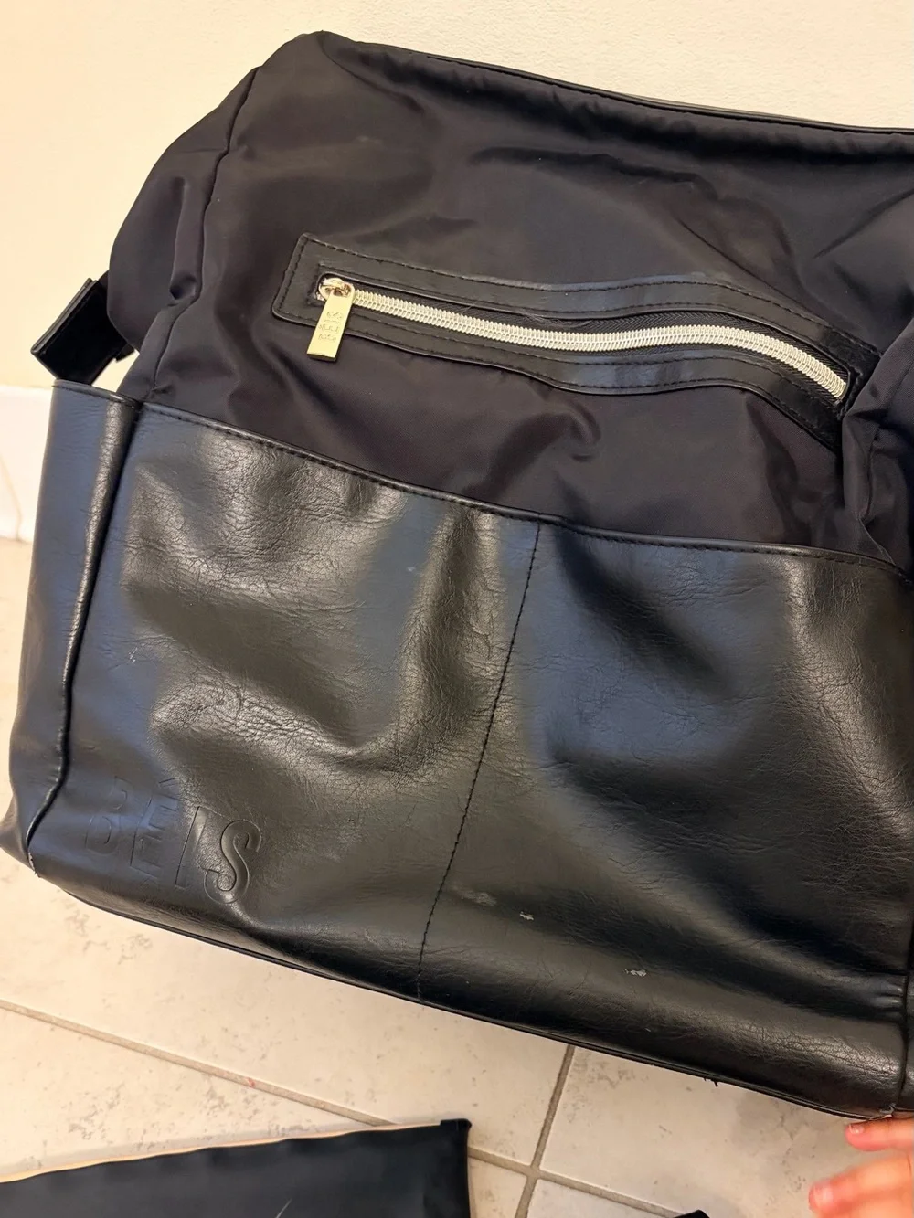 BEIS diaper bag backpack, black leather